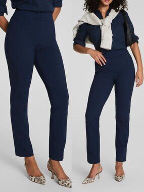 Spanx SPANXsmooth Perfect Fit Ponte Slim Straight Pant M Timeless Navy Blue $158